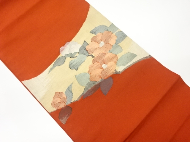 リサイクル　すくい織椿模様織出し袋帯